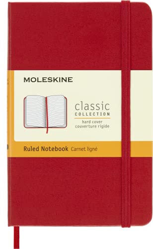 Moleskine Classic Notebook, Pocket, Ruled, Red, Hard Cover (3.5 x 5.5)